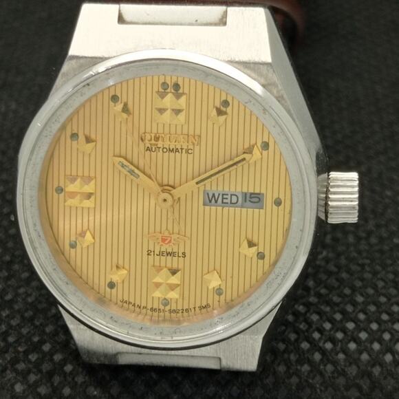 Vintage 1983 Citizen Automatic Womans Silver Watch W/daydate & Gold accents main image 4